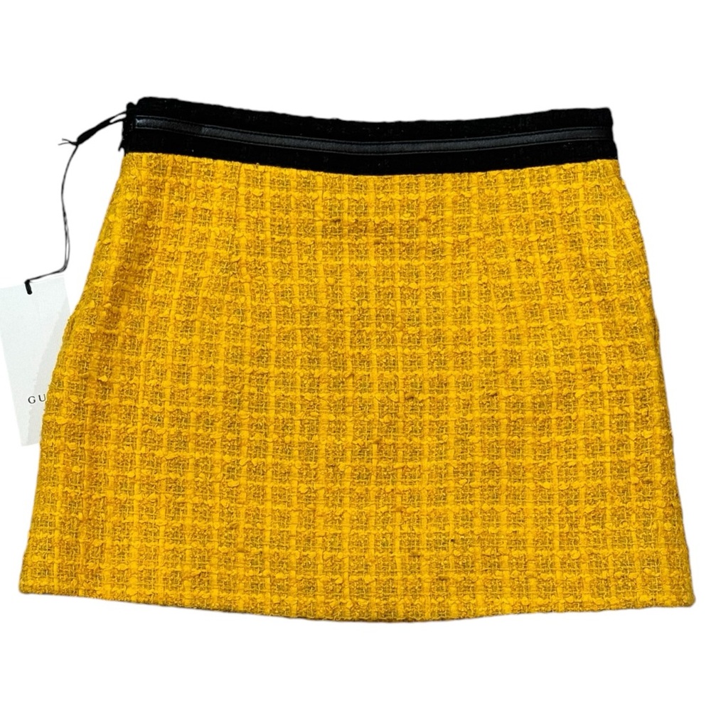 Gucci Tweed Mini Skirt Golden Yellow IT 36 US 0 - Picture 5 of 11